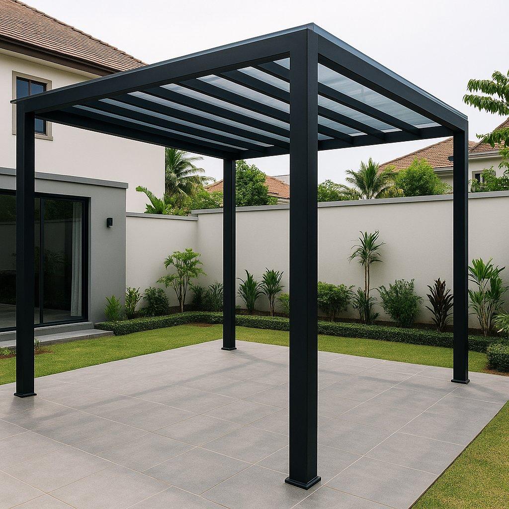 Steel pergola outdoor structure